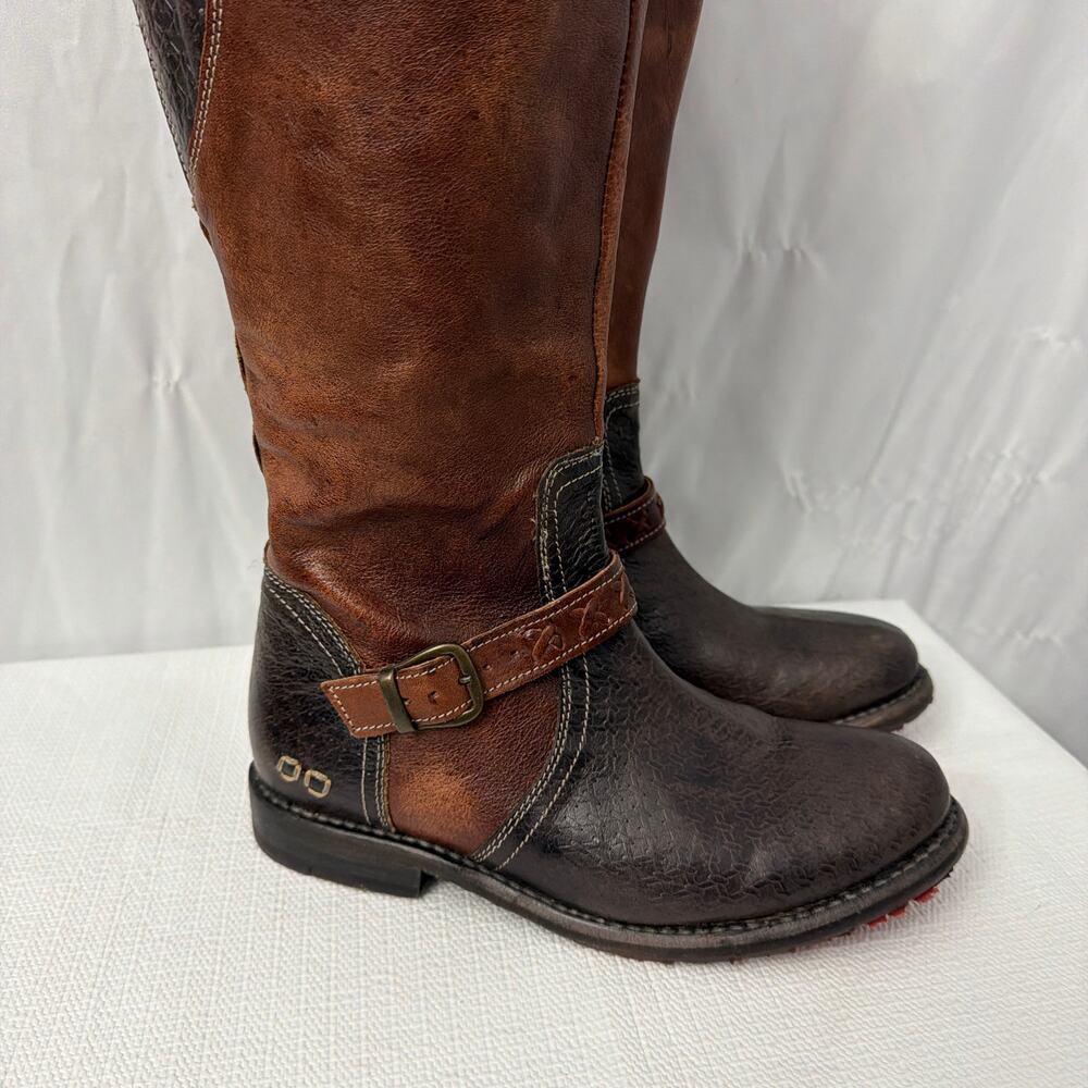 BedStu Boots Womens 7.5 Glaye Tall Riding Two Tone Back Zip for Wide Calves - Picture 3 of 15